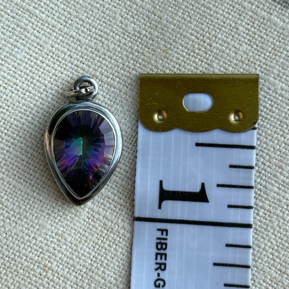 Sterling Silver Iridescent Teardrop Pendant / Charm - Picture 4 of 5